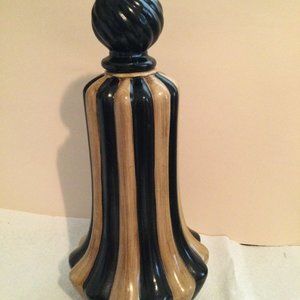 Big 15 3/4" tall ceramic jar with lid brown and black decorative jar home decor